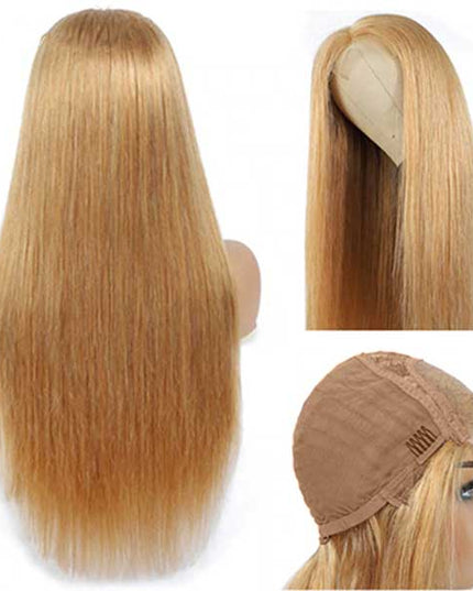 Queenleoraisback Recommend Junoda 27 Color Straight Human Hair Wigs Caramel Blonde Transparent Lace Front Wig junoda