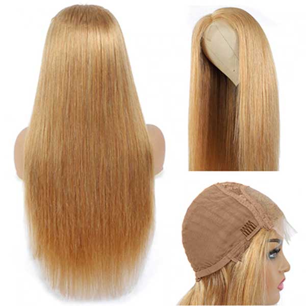 Queenleoraisback Recommend Junoda 27 Color Straight Human Hair Wigs Caramel Blonde Transparent Lace Front Wig junoda