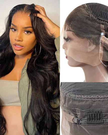 Junoda Face Framing Body Wave Invisi Strap Snug Fit 360 Transparent Lace Frontal Bleached Knots Pre Cut Lace Wig junoda
