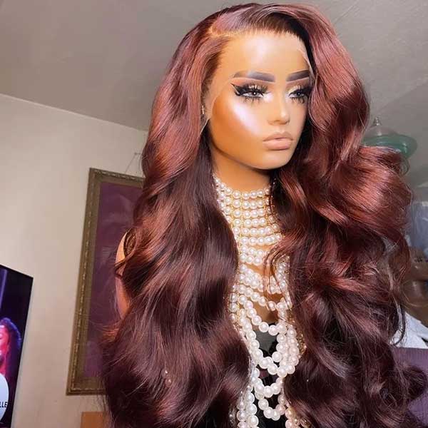 Auburn Color Body Wave Lace Front Wig Red Brown Medium Length Hairstyles Trends junoda