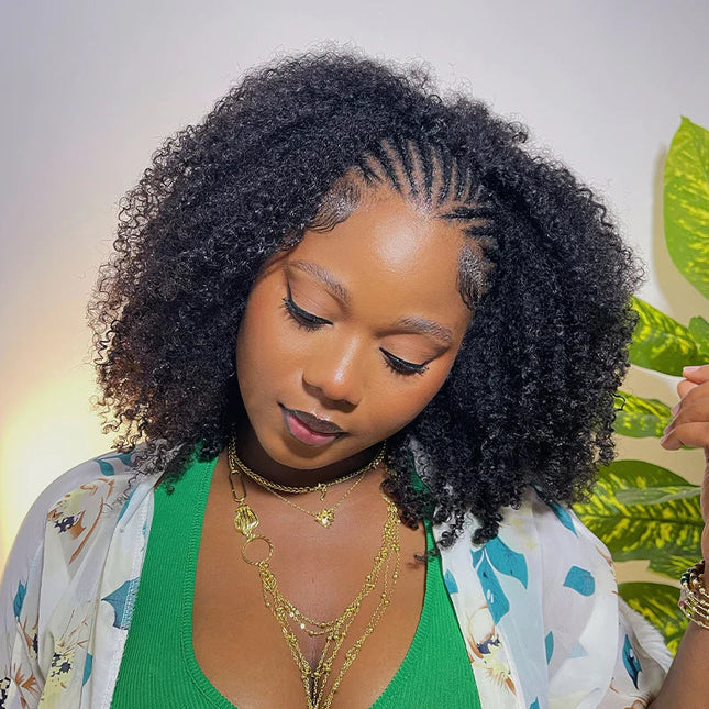 Afro Curly Drawstrings Wig Real Hairline Invisi Fit Strap Flip Over Wig junoda