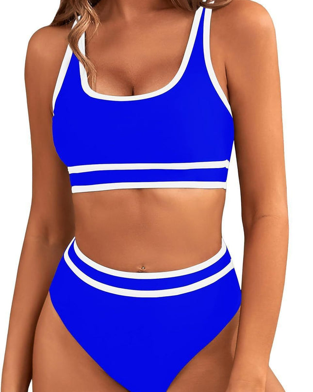 Bikini Tight-fitting Solid Color Swimsuit For Women