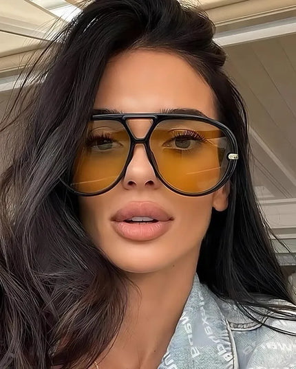 Aviator Fashion Sunglasses with Yellow Tinted Lenses