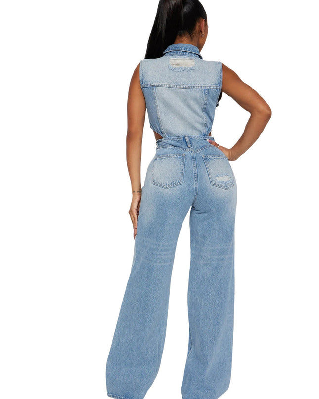 Denim Straight Leg Jumpsuit