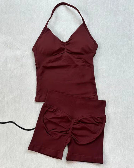 Fashionable Seamless Womens Fitness Shorts Set