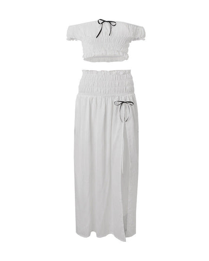 Off-neck Pure Desire Top French Style Temperament Skirt Suit