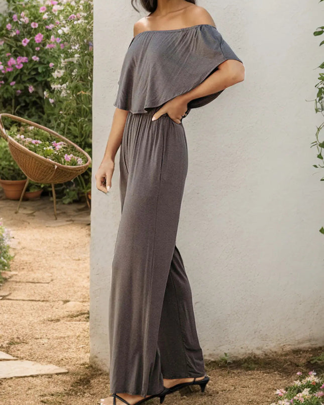 Off-Shoulder Wide Leg Jumpsuit