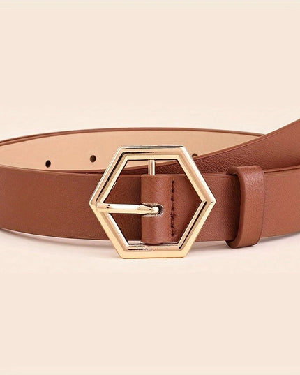 Women's Hexangular Star Irregular Gold Buckle PU Belt
