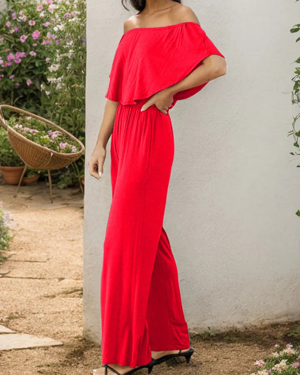Off-Shoulder Wide Leg Jumpsuit