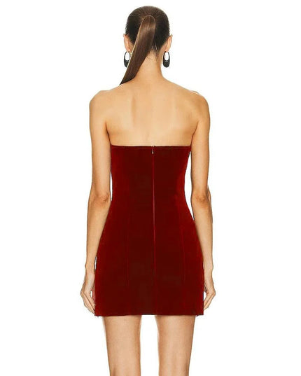 Cherry Kiss Strapless Diamond Heart Mini Dress