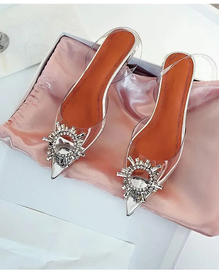 Cinderella Pointed Toe Crystal Brooch Heels