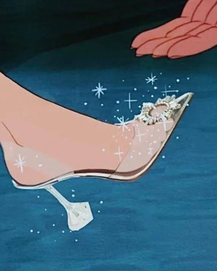 Cinderella Pointed Toe Crystal Brooch Heels