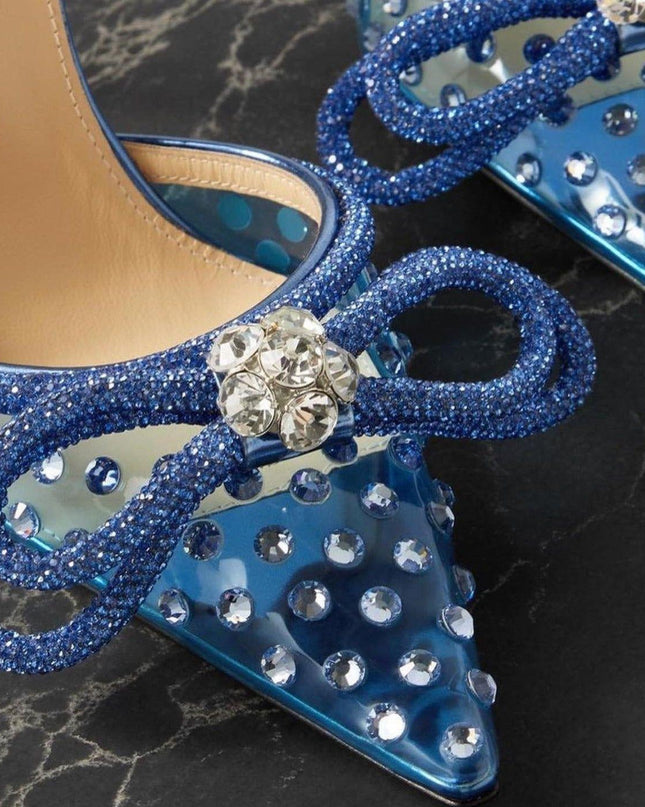 Crush Wrap Around Diamond Bow Blue Heels