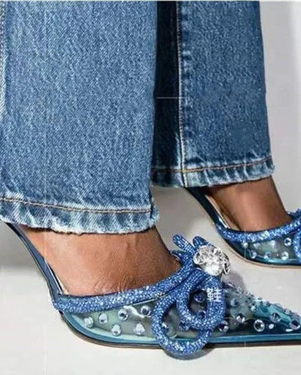 Crush Wrap Around Diamond Bow Blue Heels