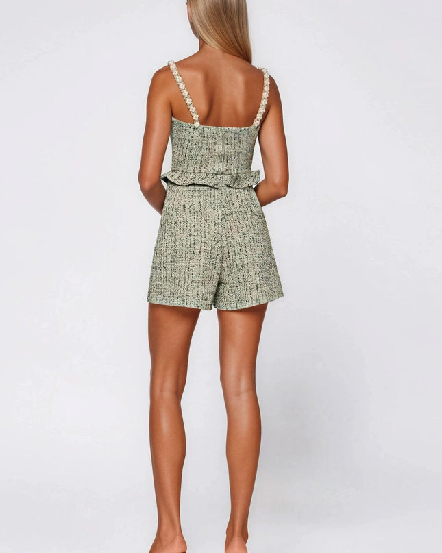 Crystal Tweed Top – Green
