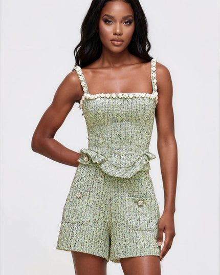 Crystal Tweed Top – Green