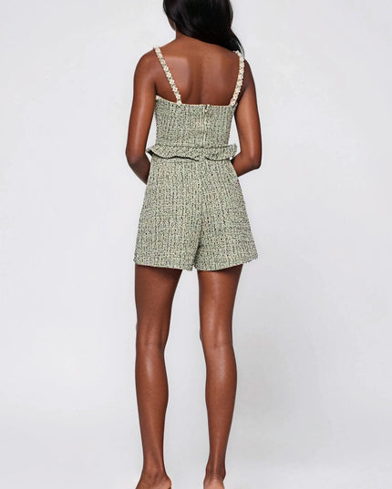 Crystal Tweed Top – Green