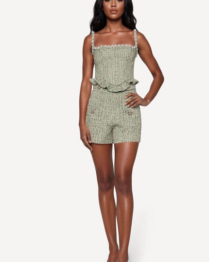 Crystal Tweed Top – Green