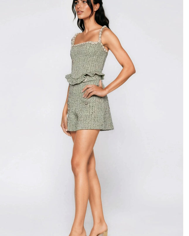 Crystal Tweed Top – Green