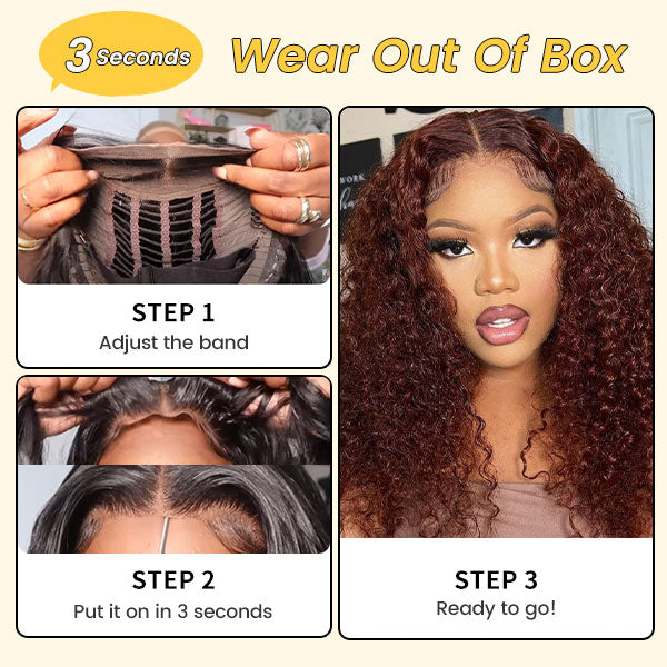 [BOGO] Junoda Pre-Cut Lace Reddish Brown Jerry Curly Quick & Easy Wear Go Glueless Wig junoda