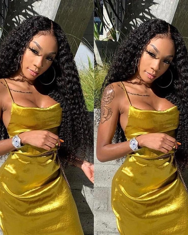 Junoda Double Drawn Deep Wave  Hair 100% Vrigin Hair Human Hair Wigs 210% Density junoda