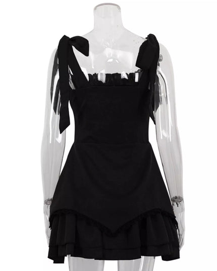 Tie-Shoulder Ruffled Mini Dress Shopimist