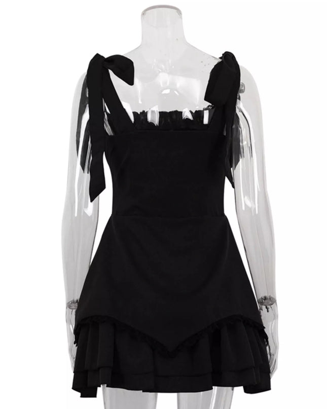 Tie-Shoulder Ruffled Mini Dress Shopimist