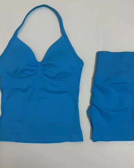 Fashionable Seamless Womens Fitness Shorts Set