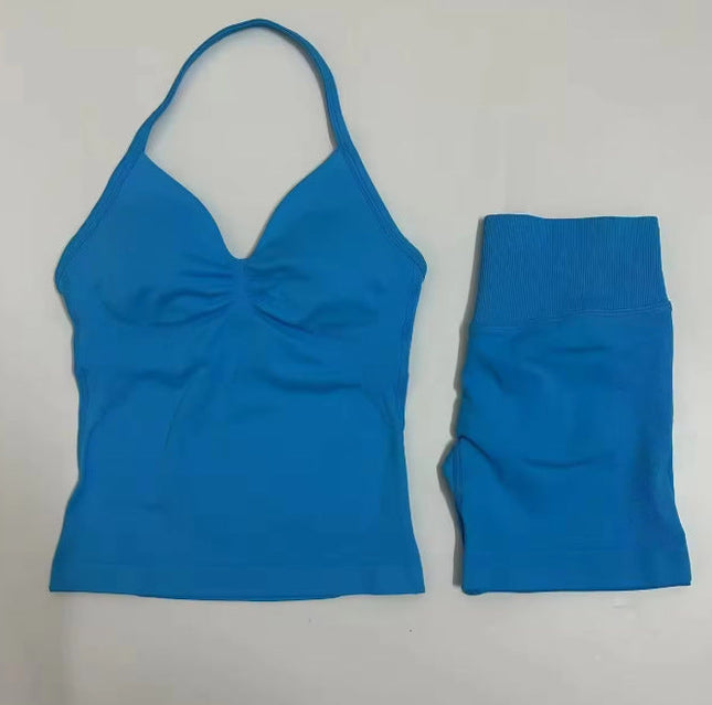 Fashionable Seamless Womens Fitness Shorts Set