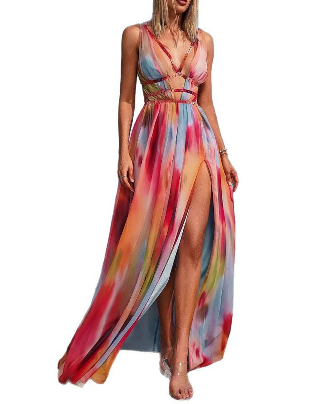 Fashion Personality Female Split Tied Dress See size chart under “more details”