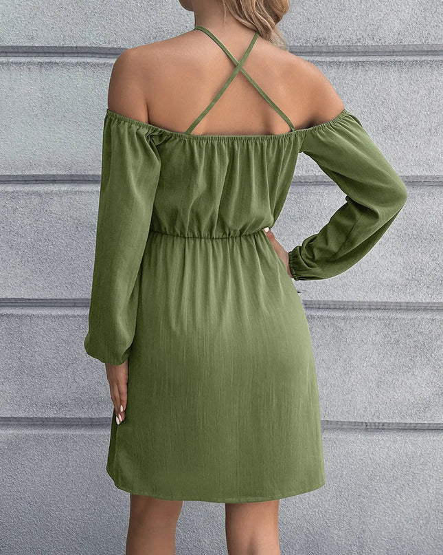 Cold-Shoulder Crisscross Mini Dress