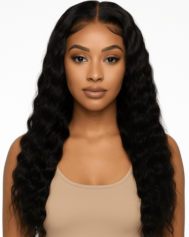 Deep Drip – Loose Deep Wave Lace Front Wig (Natural Black)