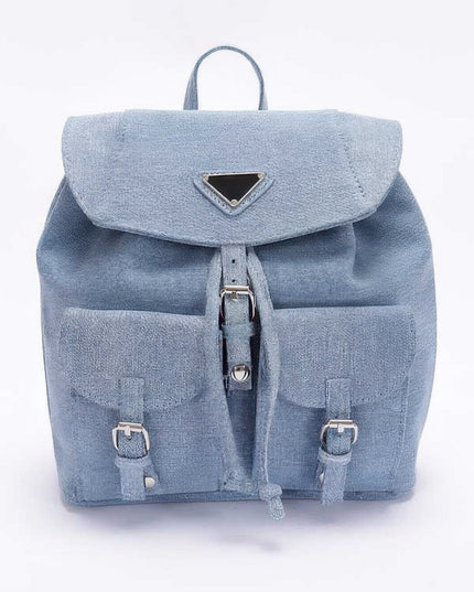 Denim Double Pocket Front Backpack Tigbul's Variety Fashion Shop