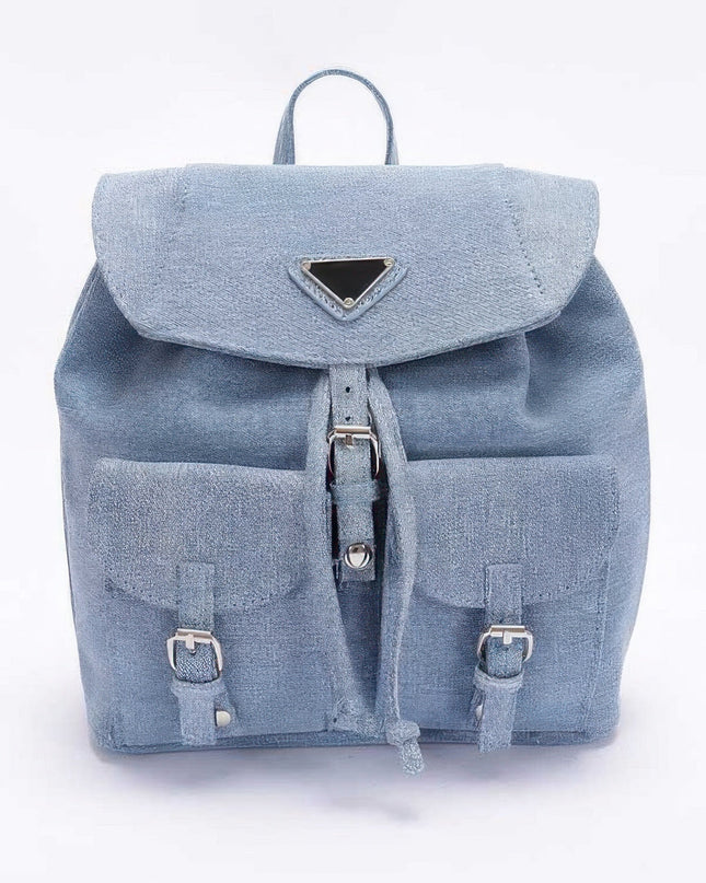 Denim Double Pocket Front Backpack Tigbul's Variety Fashion Shop