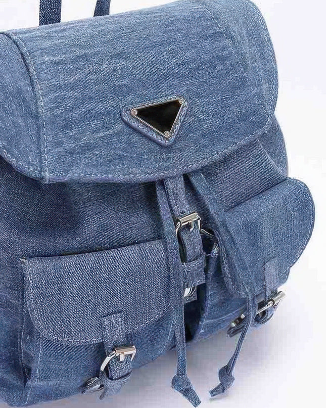 Denim Double Pocket Front Backpack Tigbul's Variety Fashion Shop