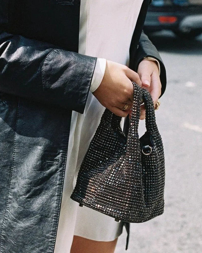 Diamond Flirt Rhinestone Sparkle Bucket Bag