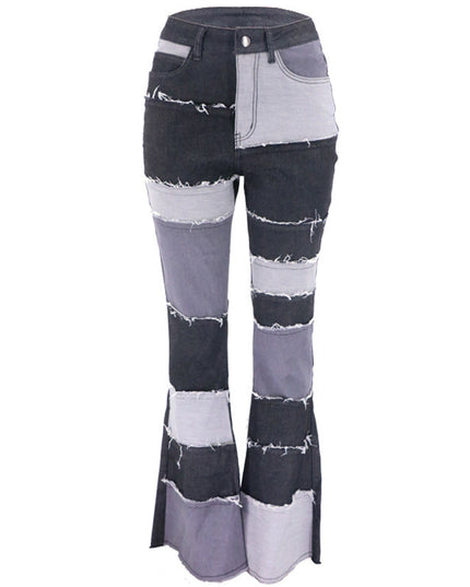 Patchwork high-rise flared jeans See size chart under “more details”