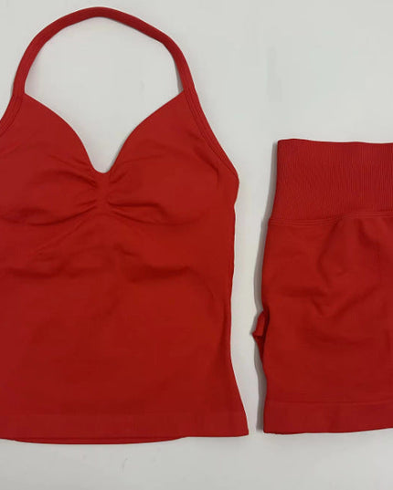 Fashionable Seamless Womens Fitness Shorts Set
