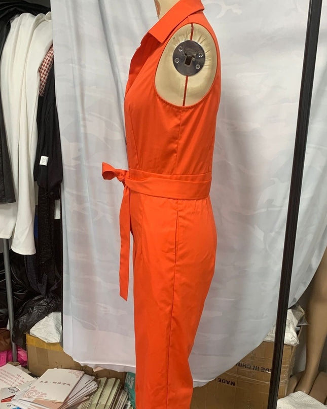 Women's Blouse Collar Solid Color Wide Leg Jumpsuit