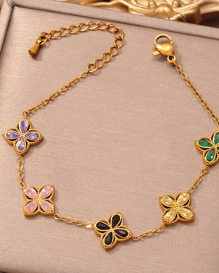 Small Flowers Inlaid Zircon Bracelet For Women