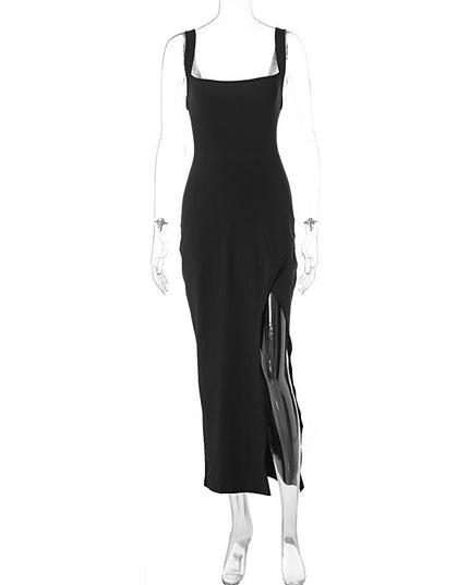 Split Backless Suspender Sheath Women's Clothing Dress