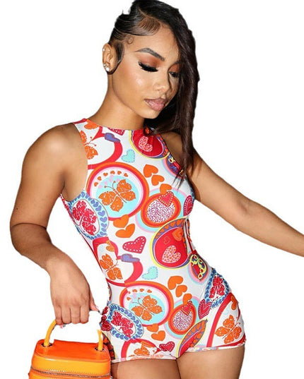Fashion Personality Tight Jumpsuit Shorts For Women