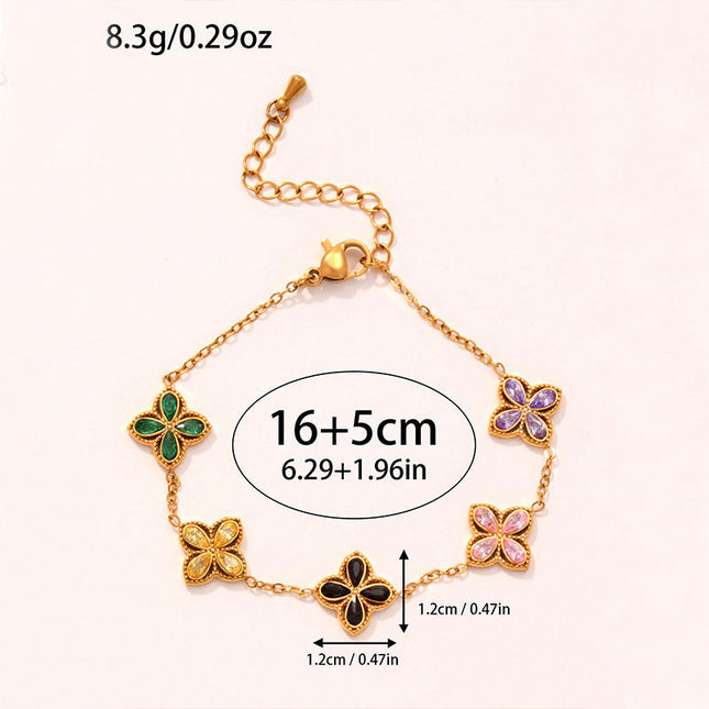 Small Flowers Inlaid Zircon Bracelet For Women