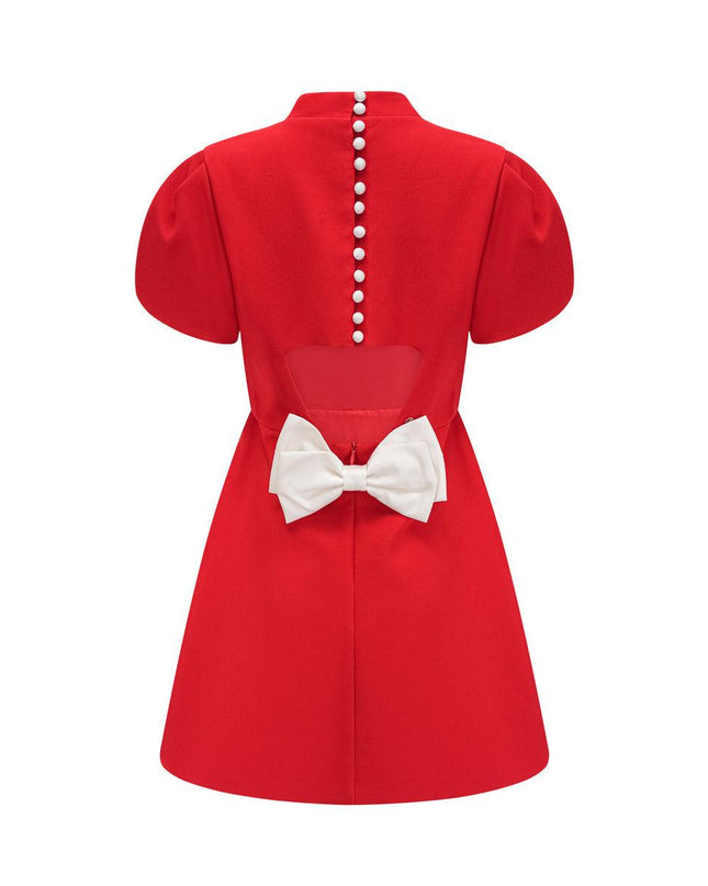 Elegant Occasion Red Bow Mini Dress