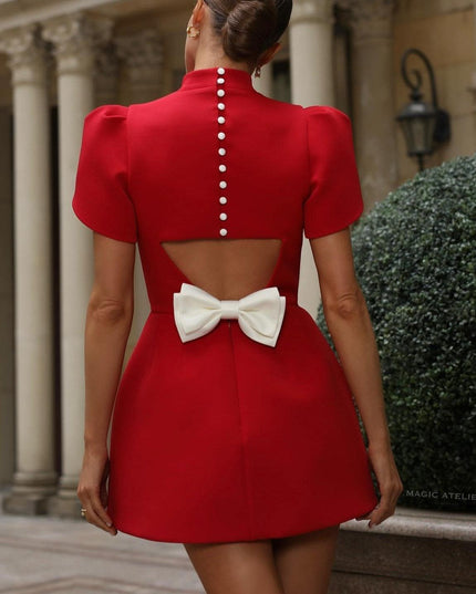 Elegant Occasion Red Bow Mini Dress