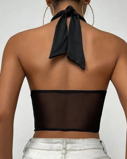 Evil Eye Criss Cross Hollow Corset Top