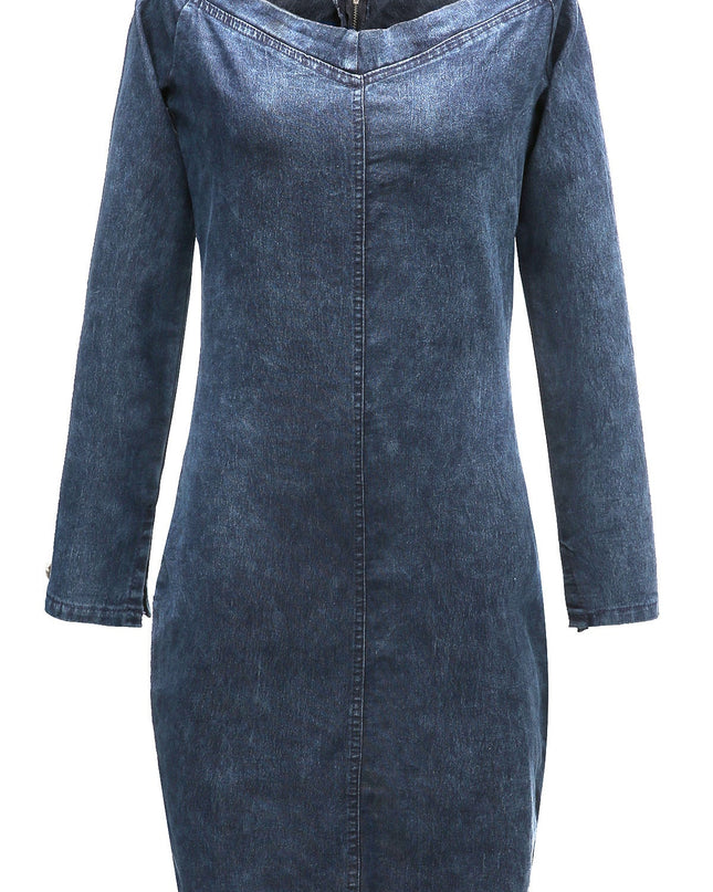 Sleeveless Denim Dress Women's Vintage Cut Neck Wrap Jeans