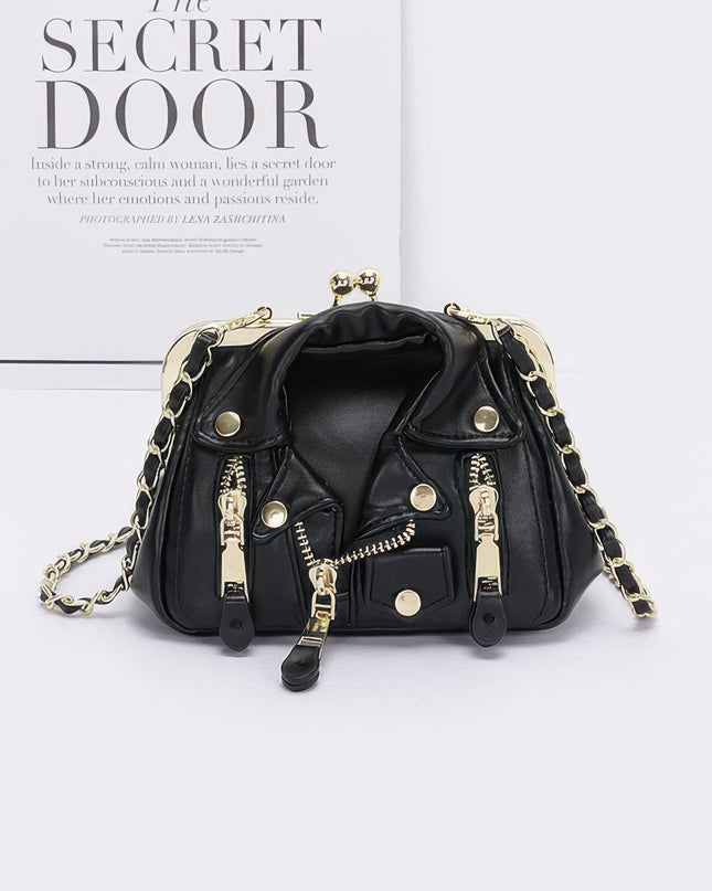 Faux Leather Jacket Style Crossbody Bag Tigbul's Variety Fashion Shop