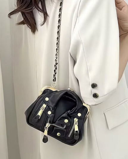 Faux Leather Jacket Style Crossbody Bag Tigbul's Variety Fashion Shop