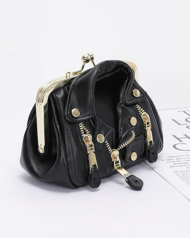 Faux Leather Jacket Style Crossbody Bag Tigbul's Variety Fashion Shop